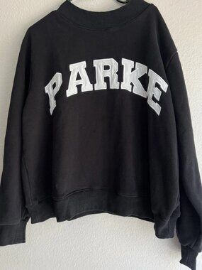 NOT FOR SALE PARKE Varsity Mockneck Black  White Sweatshirt Women's Size